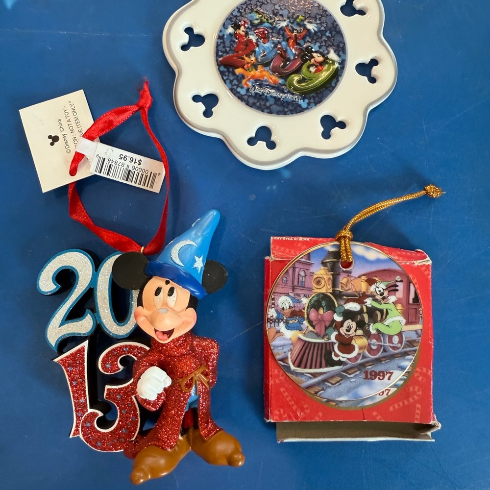 Disney World Mickey Mouse Holiday Ornament Trio